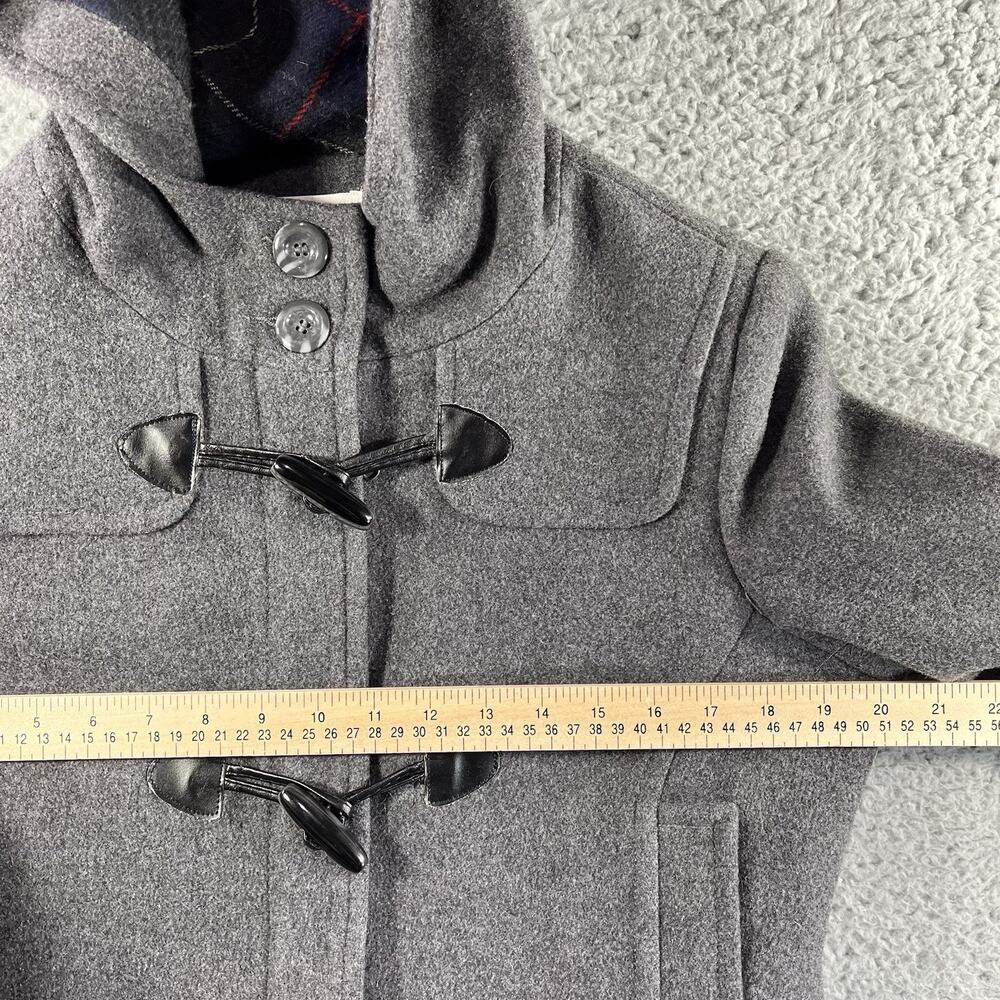 St. John's Bay Women's Petite Medium Wool Cashmere Blend Hooded Duffle Coat Gray - Picture 5 of 8